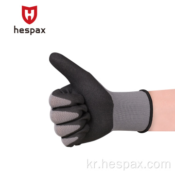 Hespax Comfort Nitrile Sandy는 회색 작업 장갑을 떨어 뜨 렸습니다